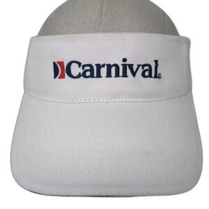 Carnival Visor Hat White Blue OS Strapback Embroidered Cruise Line Logo